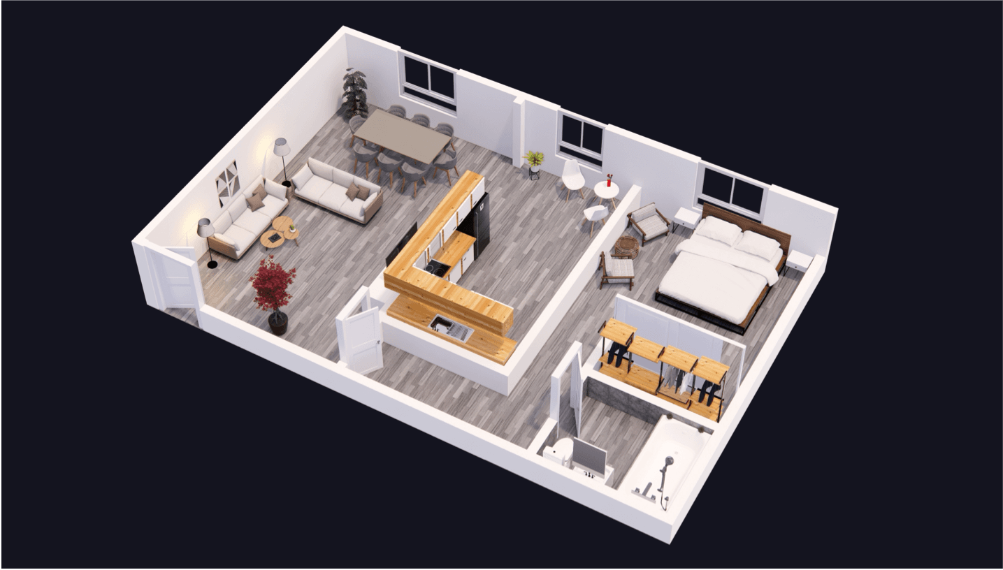1 Bedroom — Unit 101 floor plan at 617 W Riverview Apartments